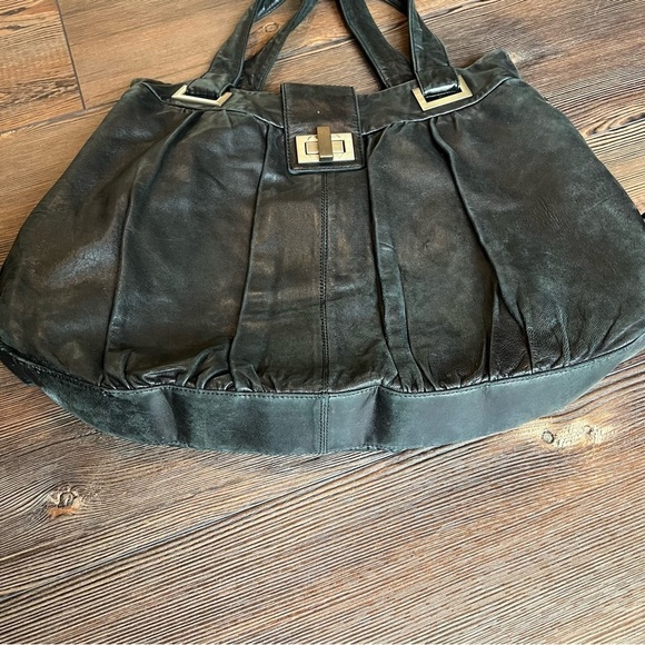 KOOBA Large Big Black Supple Handcrafted Genuine Leather Tote Hobo Bag - Picture 10 of 17